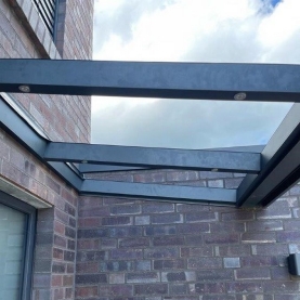 Haustürvordach mit Blende & VSG-Glas  200 x 125 cm