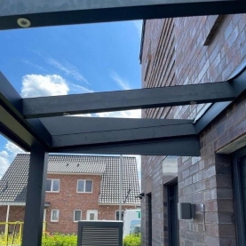 Haustürvordach mit Blende & VSG-Glas  400 x 100 cm